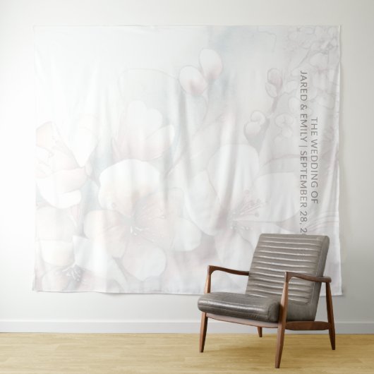 Kersenbloesem bruiloft achtergrond (stijl 2) wandkleed (In Situ (horizontaal))