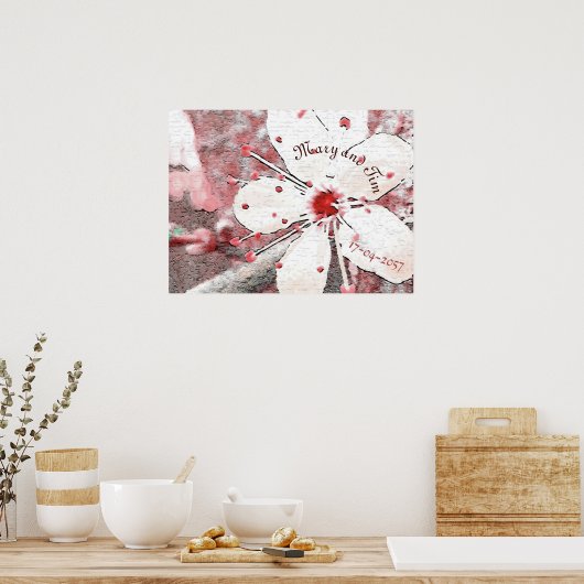 kersenbloesem - bruiloft rood en witte elegantsaku poster (Keuken)