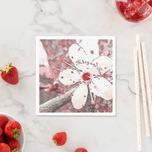 kersenbloesem bruiloft rood met witte elegant servet (Insitu)