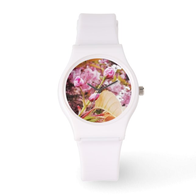 Kersenbloesem bud print horloge (Voorkant)