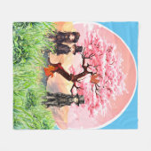 Kersenbloesem decoratief fleece deken (Voorkant (Horizontaal))