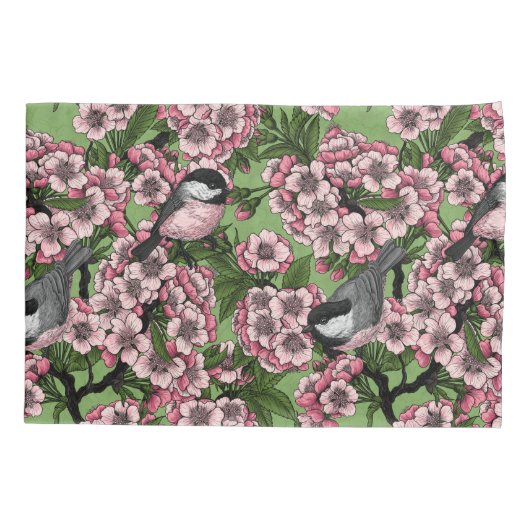 Kersenbloesem en kikkervisjes op groen kussensloop (Achterkant)