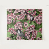 Kersenbloesem en kikkervisjes op groen wandkleed (Voorkant (horizontaal))