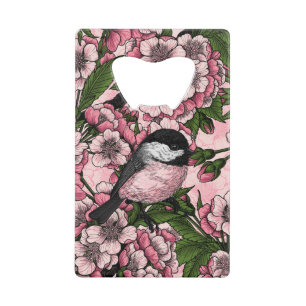 Kersenbloesem en kikkervisjes op roze kredietkaart flessenopener