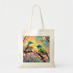 Kersenbloesem Fantasie Zonsopgang Zangvogels Tote Bag