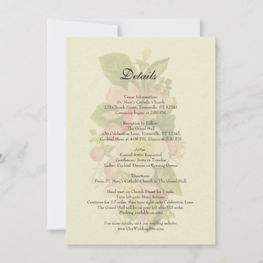  Kersenbloesem Floral Ecru Trouwgegevens Kaart (Achterkant)