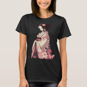 Kersenbloesem geisha japanse vrouw bloemen t-shirt