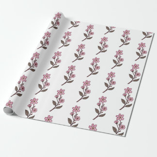 Kersenbloesem inpakpapier - wit patroon