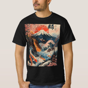 Kersenbloesem Koi Vis Japanse Kunst van Mount Fuji T-shirt