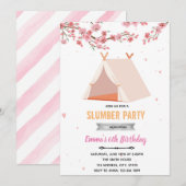 Kersenbloesem logeerpartij verjaardagsuitnodiging kaart (Voorkant / Achterkant)