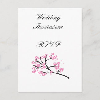 Kersenbloesem Moderne Eenvoudige Elegante Trouwide Uitnodiging Briefkaart