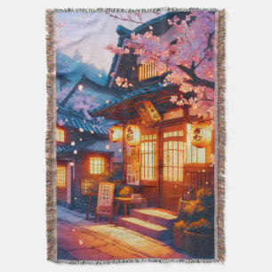 Kersenbloesem Nacht in Oud Japan Deken