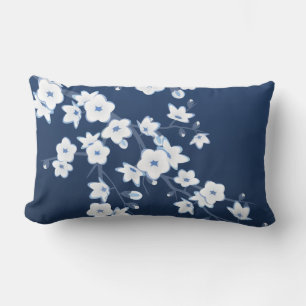 Kersenbloesem Navy Blauwe Witte Bloemen Buitenkussen