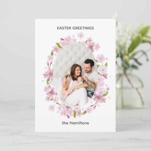 Kersenbloesem Pasen Frame Kaart (Staand voorkant)