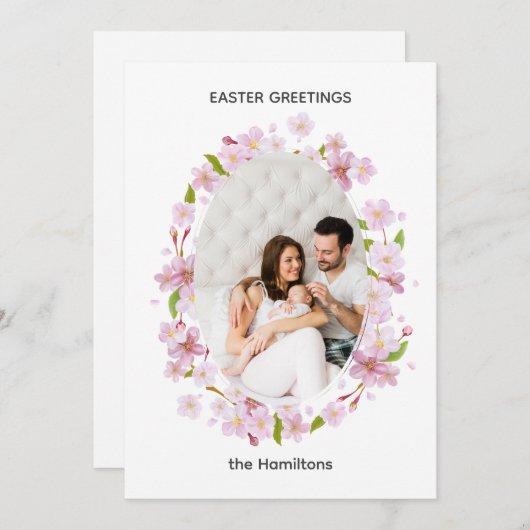 Kersenbloesem Pasen Frame Kaart (Voorkant / Achterkant)