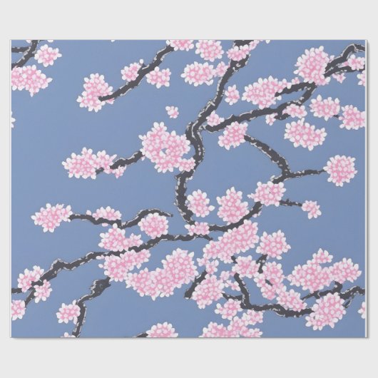 Kersenbloesem pastelpatroon cadeaupapier (Vlak)