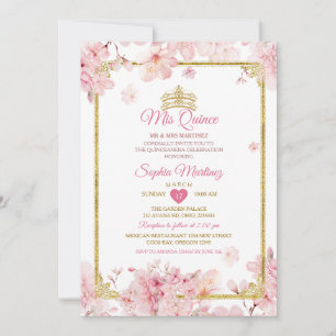 Kersenbloesem Quinceanera Verjaardagskroon Kaart