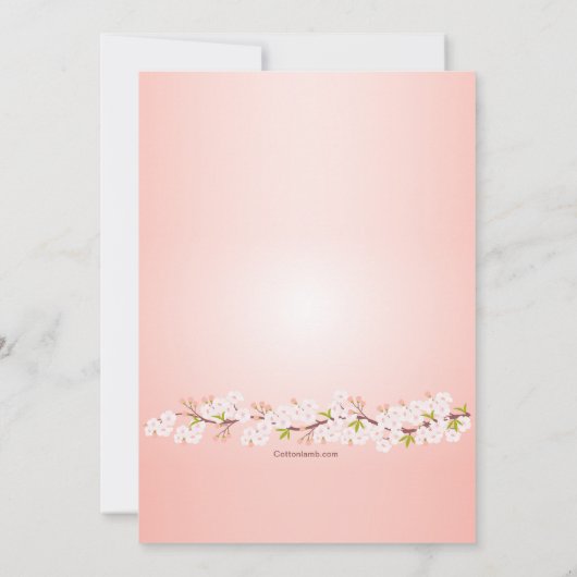 Kersenbloesem religieuze uitnodiging (Achterkant)