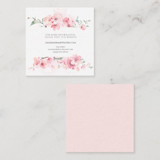 Kersenbloesem Roze Bloemen Bruiloft Website Informatiekaartje (Voorkant / Achterkant)