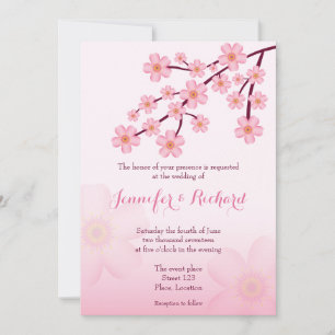 Kersenbloesem Roze Sakura Bloemen Bruiloft Kaart
