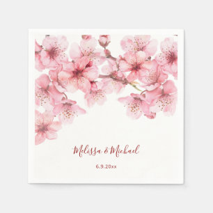 Kersenbloesem Roze Witte Bruiloft Servet