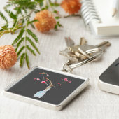 Kersenbloesem sakura aquarel kunst sleutelhanger (Zijkant)