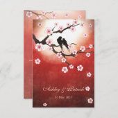 Kersenbloesem Sakura&LiefdesvogelsOntvangst Huweli Kaart (Voorkant / Achterkant)