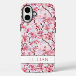 Kersenbloesem Sakura Monogram iPhone 16 Plus Hoesje