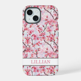 Kersenbloesem Sakura Monogram iPhone 15 Hoesje