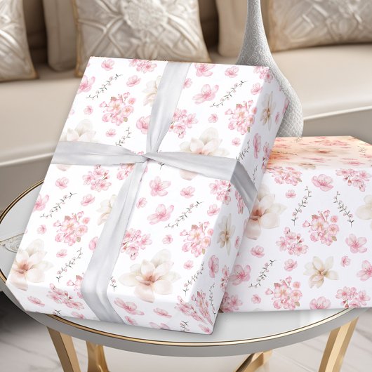 Kersenbloesem Sakura Patroon Roze Wit Cadeaupapier