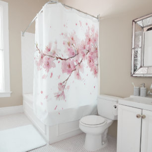 Kersenbloesem Sakura Roze Witte Pastel Bloemen Douchegordijn
