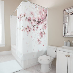 Kersenbloesem Sakura Roze Witte Pastel Bloemen Douchegordijn