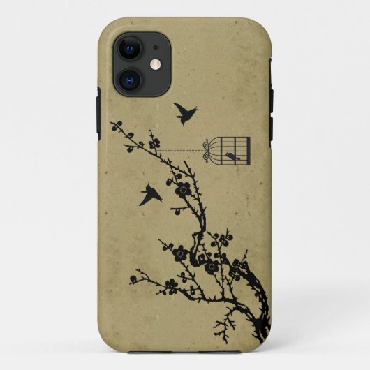  kersenbloesem-tak en vogelsilhouet Case-Mate iPhone case (Achterkant)