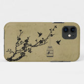  kersenbloesem-tak en vogelsilhouet Case-Mate iPhone case (Achterkant (horizontaal))