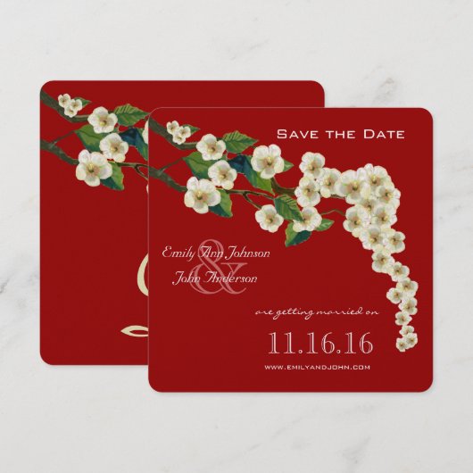 Kersenbloesem Tak Save the Date Kaart (Voorkant / Achterkant)