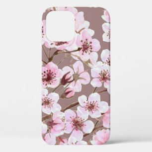 Kersenbloesem takken Waterverf Patroon iPhone 12 Hoesje