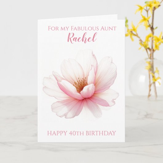 Kersenbloesem tante 40ste verjaardag kaart (Gele Bloem)