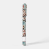 Kersenbloesem Teal Sakura Print Monogram iPhone Hoesje (Rechterkant)