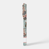 Kersenbloesem Teal Sakura Print Monogram iPhone Hoesje (Linkerkant)