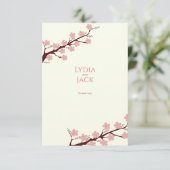 Kersenbloesem thema bruiloft bedankkaart (Staand voorkant)