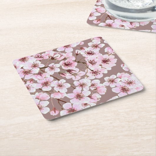 Kersenbloesem Vierkante Kartonnen Onderzetter (Schuin)