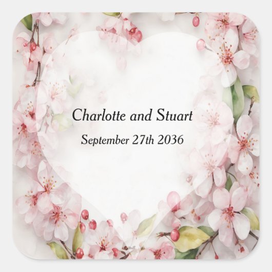 Kersenbloesem Vierkante Sticker (Voorkant)