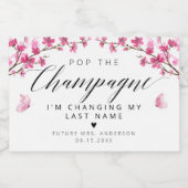 Kersenbloesem vlinder roze champagne sparkling wijnetiket (Enkel label)