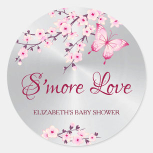 Kersenbloesem Vlinder S'more Liefde Ronde Sticker