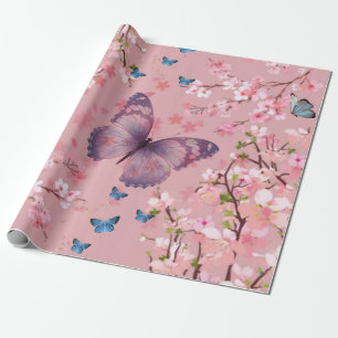 kersenbloesem & vlinders cadeaupapier