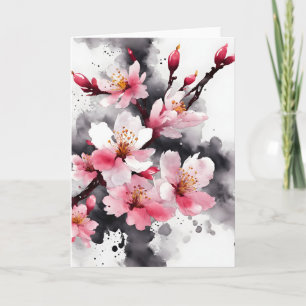 Kersenbloesem - Waterverf bloemen Kaart