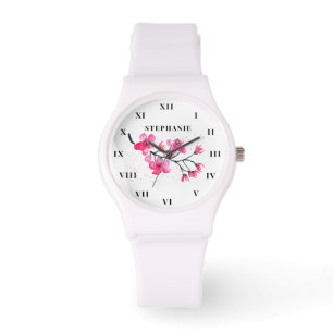 Kersenbloesem Waterverf Floral Sakura Modern Horloge
