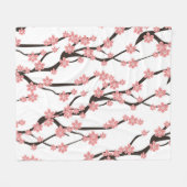 Kersenbloesem: wit naadloos. fleece deken (Voorkant (Horizontaal))