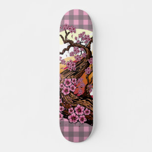 Kersenbloesem Zonsondergang Plaid Esthetiek Japans Skateboard