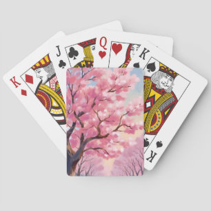 Kersenbloesembomen Roze Bloemschildering Pokerkaarten